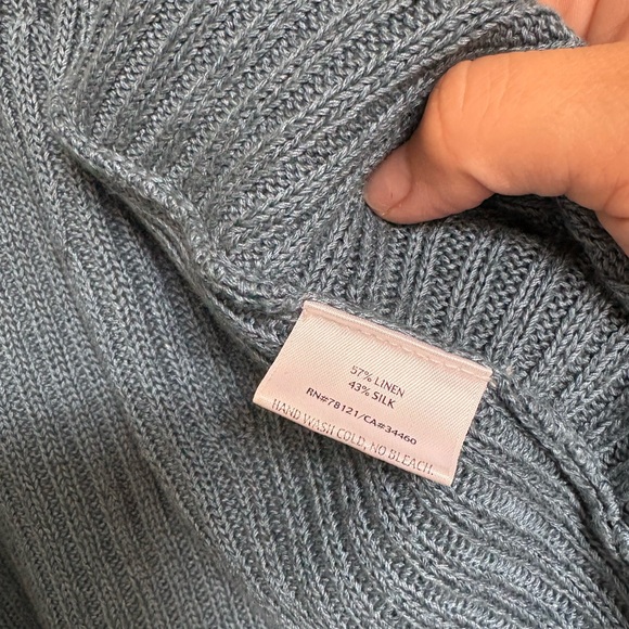 Eileen Fisher Silk Linen Blend Open Front Cardigan | Size Small | Spring Blue - Picture 3 of 3